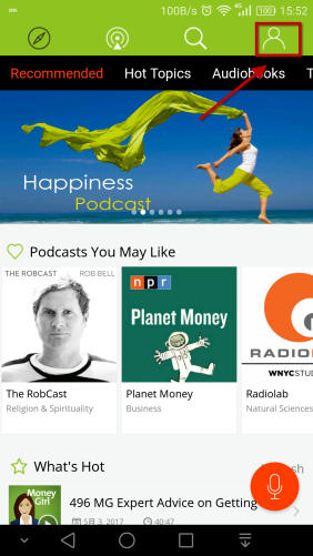 person icon in the home page