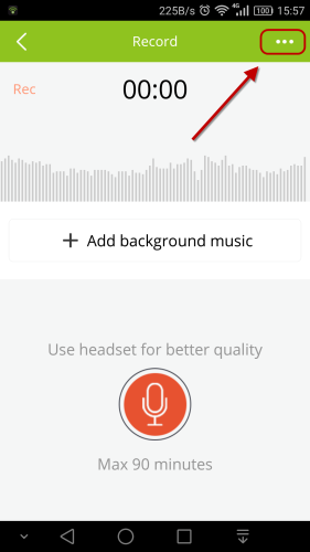 recording page menu android